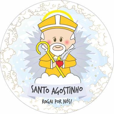 Imagem de Painel de Lona Redondo Santinhos Católicos Santo Agostinho - Fabrika d