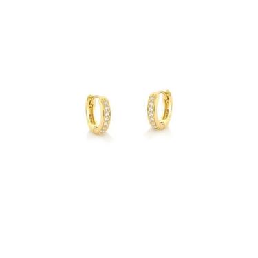 Imagem de Brinco Argola Pequena de Ouro 10k com Zircônias - Safira, Único