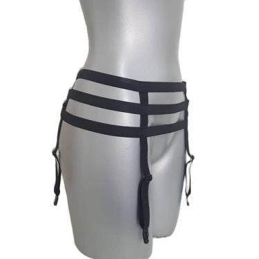 Imagem de Cinta liga 3 tiras lingerie sensual - Almah Fashion, Preto