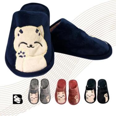 Imagem de Pantufa Confortável Infantil Gatinho Macia Chinela Antiderrapante para
