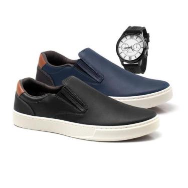 Imagem de Sapatenis casual masculino palmilha gel tenis slip on confortavel KIT 