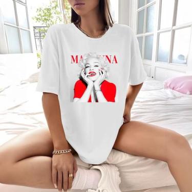 Imagem de Camisa Camiseta Feminina Estampada Madonna 100% Algodão Fio 30.1 Pente