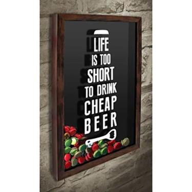 Imagem de Quadro Porta Tampinhas Life is short - Quadro Novo, Marrom, 30x40