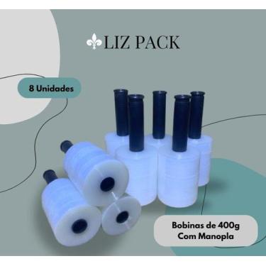 Imagem de Filme Stretch, Kit 8 Bobinas de 10 cm com manopla. Uso facil, com 400 