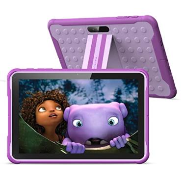 Imagem de PRITOM Android 10, tablet infantil de 10 polegadas, controle parental, 6000 mAh, 3G, 2GB RAM, 32GB ROM, tela HD IPS, Google Play, YouTube, câmera, com capa infantil (roxo)