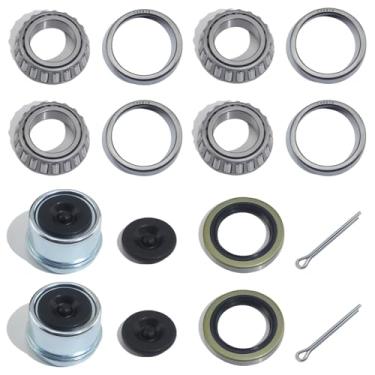 Imagem de LUXTRKSTO 2 conjuntos L44649 L44610 Kit de rolamentos de cubo de reboque para eixo reto de 1-1/40.6 cm, kits de rolamento de eixo de reboque com vedações de graxa de 12192 TB, tampas de poeira de 4,98