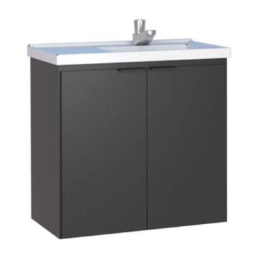 Imagem de Gabinete de Banheiro Preto em Madeira com Lavatório Aster 60 Cozimax