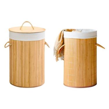 Imagem de Cesto De Roupa Bambu Dobrável C/Tampa E Alça Organizador - Clink, CK62