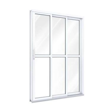 Imagem de Porta de Correr de Aço com Travessa 213 x 200 x 13 cm 3 Folhas Direita