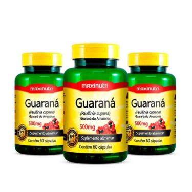 Imagem de Kit 3 Guaraná 500mg com 60 Capsulas Maxinutri