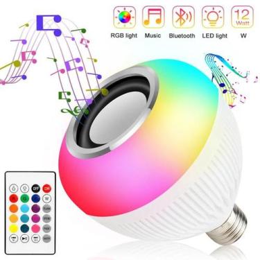 Imagem de Lampada Bluetooth De Led Caixa De Som C Controle Rgb 12W - Util