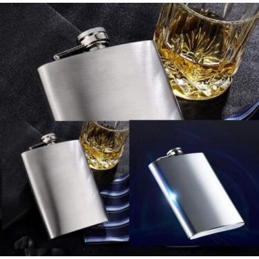 Imagem de Cantil Inox Frasco 230ml Garrafa Whiskeira Whisky Bolso Bar Cor Pratea