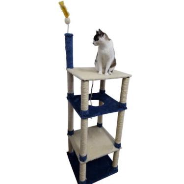 Imagem de Arranhador para gatos 4 andar - Cat House Brasil, Azul com Baunilha