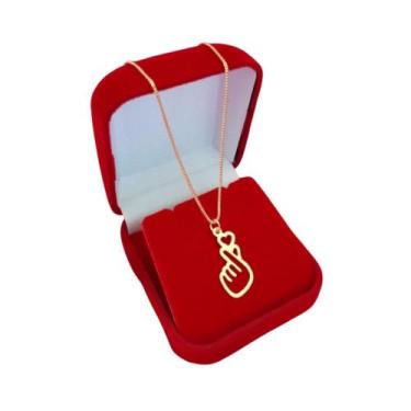 Imagem de Colar Dorameira Pingente Coração Coreano Saranghae Banho ouro - Gabby 