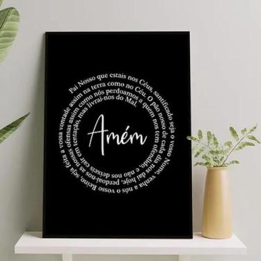 Imagem de Quadro Oração Pai Nosso espiral - Preto e Branco 24x18cm - com vidro -