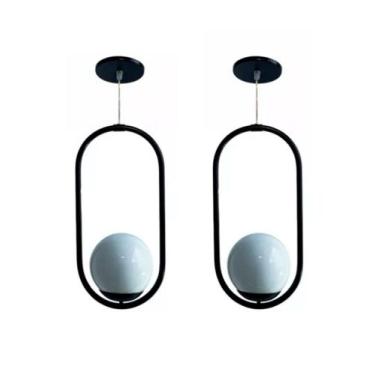 Imagem de KIT 2 Luminárias Pendente Moderna Bola Quarto Cabeceira Globo - Uniluz