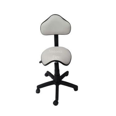 Imagem de Cadeira sela estetica - regulagem de altura  a gás - para dentista, manicure, tatuador corano branco