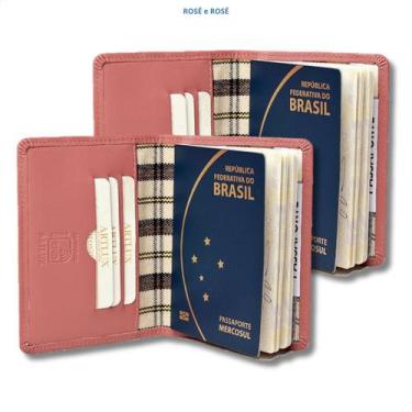 Imagem de Kit Porta Passaportes Couro Legitimo Premium 2 Unidades - ARTLUX, Rosé