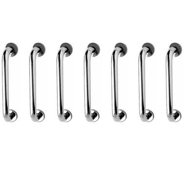 Imagem de Alça de Apoio Barra Inox 40cm Kit 7 Unidades Acessibilidade Deficiente Cadeirante Banheiro Idoso Segurança Parede Resistente Corrimao