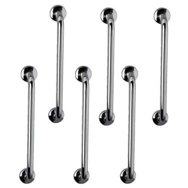 Imagem de Barra Alça Apoio 40Cm Kit 6 Uni Aço Inox Suporte Idoso Gestante Cadeir