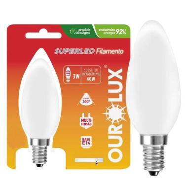 Imagem de Lâmpada Vela Led Fosca 3W Bivolt E14 Branco Frio - OUROLUX, 110v/220v