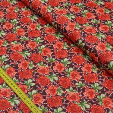 Imagem de Tecido Estampado para Patchwork - Buquê de Rosas Bordô Cor 2251 (0,50x