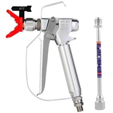 Imagem de DUSICHIN Pistola de Pintura Sem Ar 3600 Psi Articulação Giratória para Pulverizadores de Tinta Sem Ar Graco Titan Bico Reversível 517 Ponta e Protetor de Ponta Haste de Extensão de 10" Dusg90