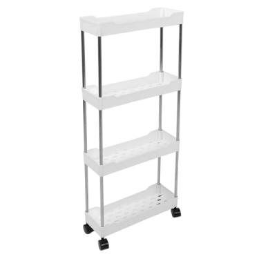 Imagem de Carrinho de Armazenamento Fino de 4 Camadas, Carrinho Utilitário para Banheiro, Com 4 Rodas e Ganchos, para Armários, Cozinhas, Banheiros, Lavanderia, Escritório, PP e Material