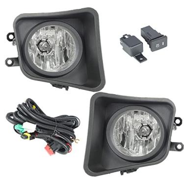 Imagem de labwork 1 par de faróis de neblina de substituição para Toyota Tundra 2014-2021 lente transparente com kit de interruptor de arnês de lâmpadas, luz de neblina para dirigir luz de neblina lado do