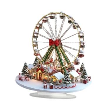 Imagem de Fancyes Decoração de roda de casas de Natal em acrílico, placa plana 2D, decoração de Natal para canto de lareira