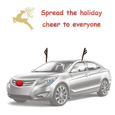 Imagem de Traje de Carro de Rena de Natal Chifres de Natal para Caminhão S Decoração de Carro Sua Fantasia de Rena para Sorrisos e é (Marrom)