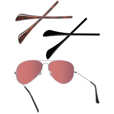 Imagem de Acefrog 2 pares de meias de substituição atualizadas para óculos de sol Ray-Ban Aviator RB3025 RB3044 RB3362 RB3026, ajuste perfeito, silicone macio, preto + leopardo