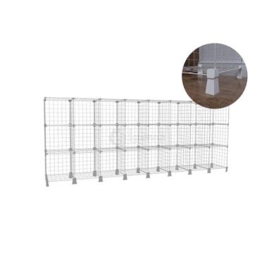 Imagem de Estante Balcão Expositor Aramado 24 Nichos Horizontal Branco Organizad