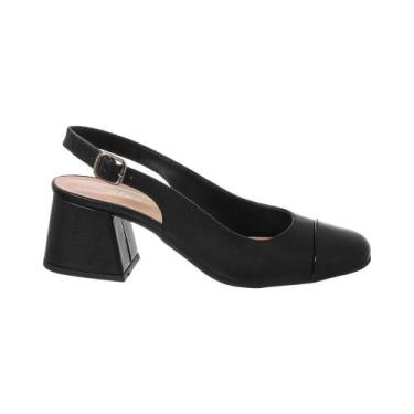 Imagem de Scarpin Sapato Slingback Feminino Salto Grosso Bico Quadrado - Stessy 