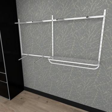 Imagem de Arara de roupas closet quarto com 13 peças regulável 200x100 cm cor br