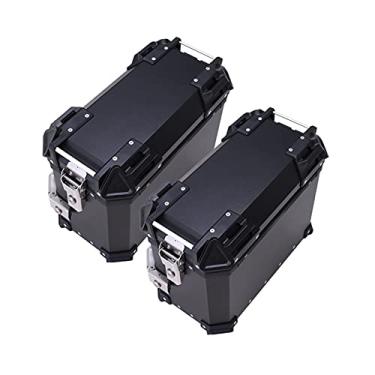 Imagem de Mala de viagem para motocicleta 38L/46L capa lateral de grande capacidade à prova d'água lateral para pendurar acessórios de locomotiva capa superior para motocicleta (preto 46L (par))