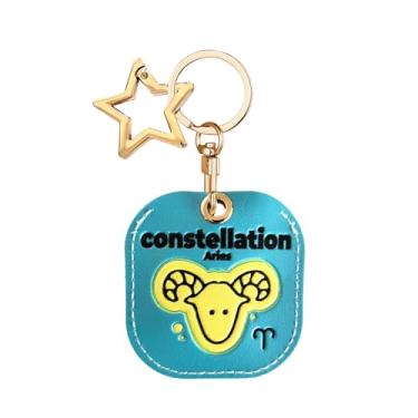 Imagem de Capa de couro para chaveiro AirTag, capa protetora fofa para Apple Air Tag com chaveiro estrela, antiarranhões, localizador oculto, rastreador GPS para chaves, bolsa, animais de estimação, mochila