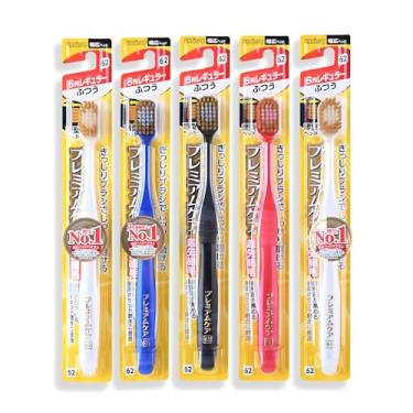 Imagem de Escova de dentes premium EBI-su Pacote com 5 – Cabeça larga, cerdas macias de acabamento plano para limpeza eficaz, pescoço angular para dentes das costas, feita no Japão, escova de dentes para