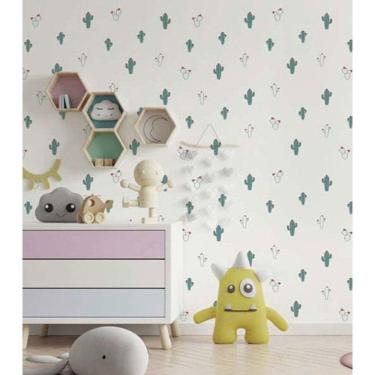 Imagem de Papel De Parede Fofura Baby Cactos Fundo Branco Ff4011