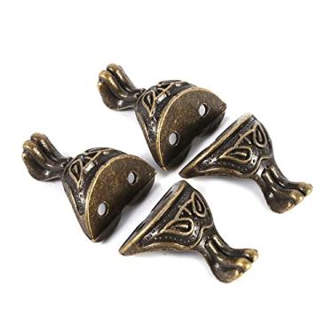 Imagem de Caixa de Jóias de Bronze Antiga Caixa de Madeira Caixa Decorativa Pernas Protetor de Canto Vintage para baú de Armazenamento de Madeira