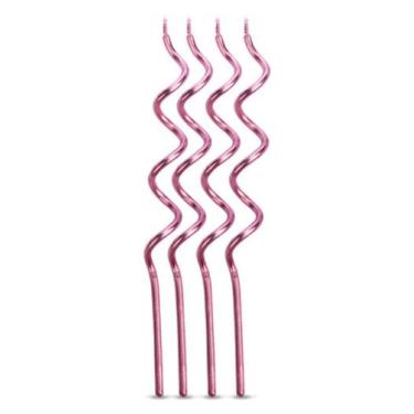 Imagem de Vela Aniversário Metalizada Espiral Rosé Gold 13cm - 04 unid - Silverf
