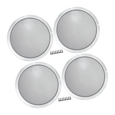 Imagem de A ABSOPRO Capa universal de grade de alto-falante de carro de 25,4 cm redonda de malha de 25,4 cm caixa protetora de subwoofer com parafusos ferro prateado preto - pacote com 4 itens de substituição