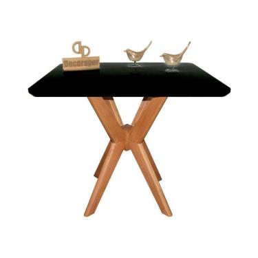 Imagem de Mesa Jantar Pandora Tampo Quadrado Laca Com Vidro 90cm Preto