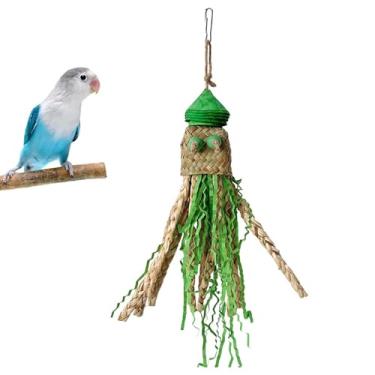 Imagem de Brinquedos de mastigar coloridos para pássaros, papagaio, triturador de forrageamento de grama natural, brinquedo de gaiola suspensa para conure, periquitas, calopsitas e pássaros de estimação de