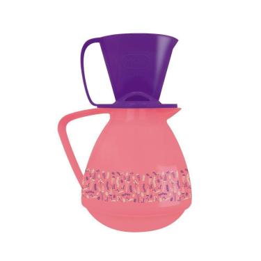 Imagem de Garrafa Térmica Bule Térmico Com Coador Rosa Decorado 650Ml