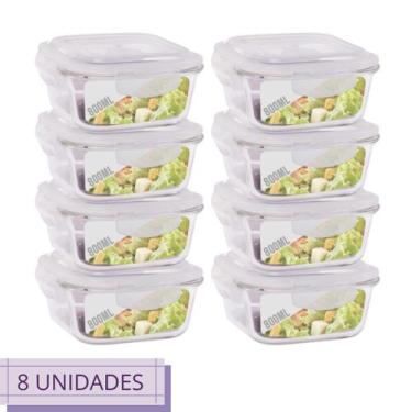 Imagem de Jogo 8 Potes Vidro Hermetico Grande Marmita Fit 800 ml - Diversas