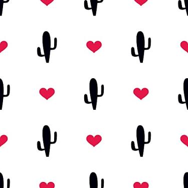 Imagem de Papel De Parede Adesivo Cacto Coração Vermelho Preto Lavável 3m
