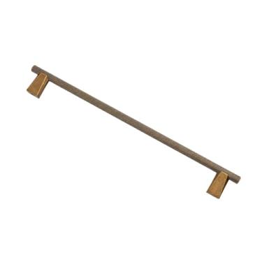 Imagem de Puxadores de latão antigo serrilhados, puxadores de barra de armário serrilhados com suportes triangulares em blocos, puxadores retrô para ferragens de cozinha, 8961RB, 256 mm, 6 peças