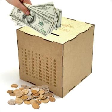 Imagem de Cofre Cubo WoodBox MDF Desafio Japonês de Poupança para Economizar de R$1 Mil a R$20 Mil (R$ 1 Mil)