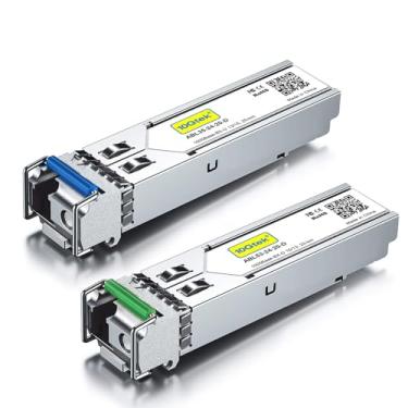 Imagem de 10Gtek um par de transceptor Bidi SFP de 1,25 G, módulo de fibra LC simples 1000Base-BIDI para Cisco GLC-BX-20D/GLC-BX-20U, Ubiquiti UniFi UF-SM-1G-S e mais, SMF 1550nm/1310nm, DDM, até 20 km